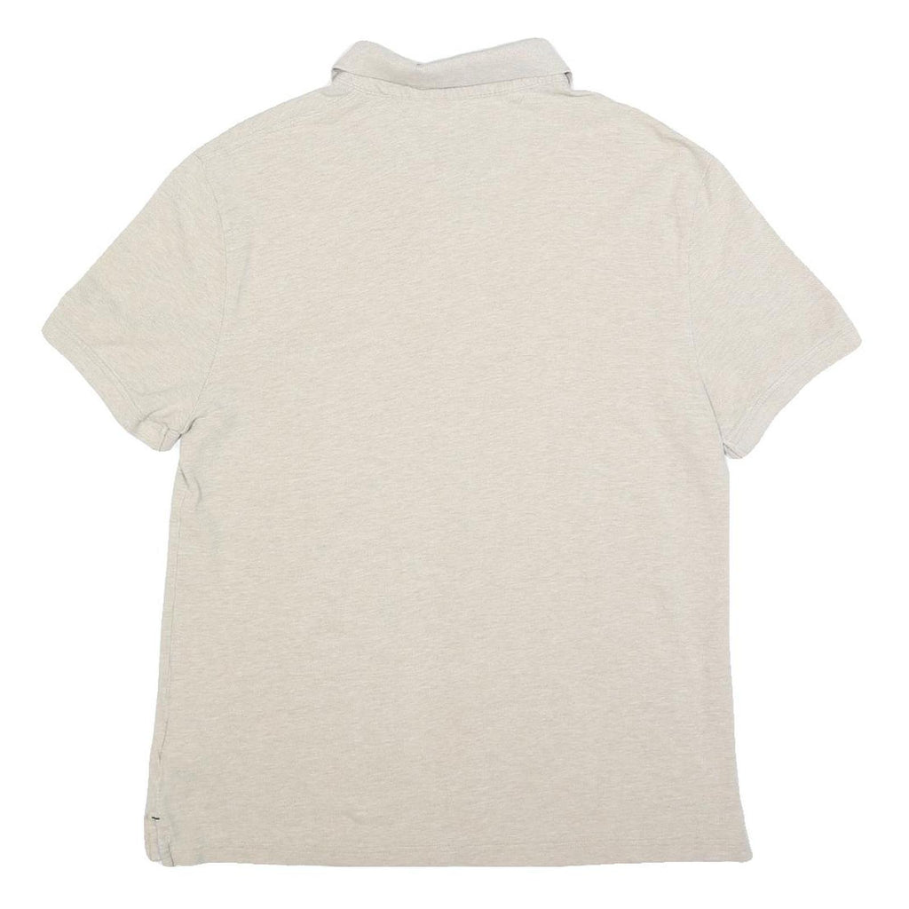 TOMMY HILFIGER Mens Beige Short Sleeve Plain Polo Shirt L Cotton Blend Casual
