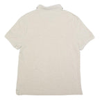 TOMMY HILFIGER Mens Beige Short Sleeve Plain Polo Shirt L Cotton Blend Casual