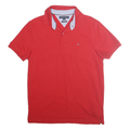 TOMMY HILFIGER Mens Red Polo Shirt Short Sleeve Slim Fit M Cotton Blend Casual