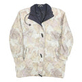 Womens Beige Polyester Blend Casual Zip Jacket L Patchwork Printed Coat