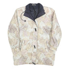 Womens Beige Polyester Blend Casual Zip Jacket L Patchwork Printed Coat