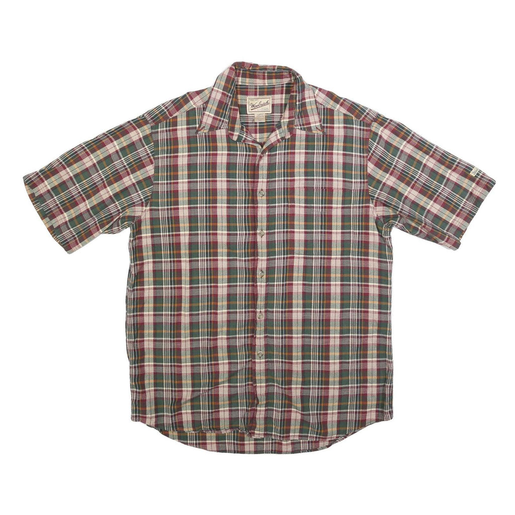 WOOLRICH Mens Green & Red Check Shirt M Cotton Blend Casual Relaxed Fit