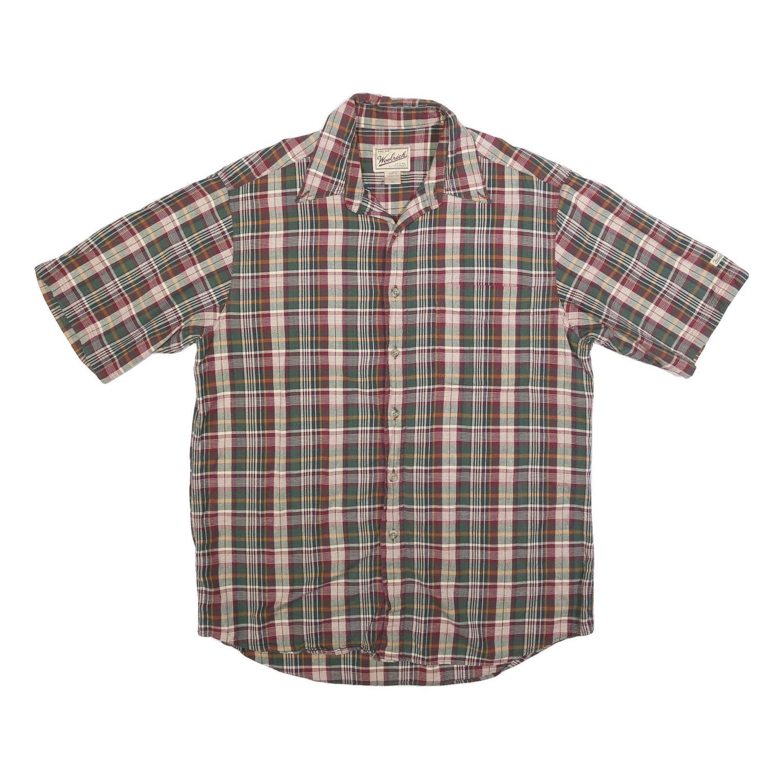WOOLRICH Mens Green & Red Check Shirt M Cotton Blend Casual Relaxed Fit