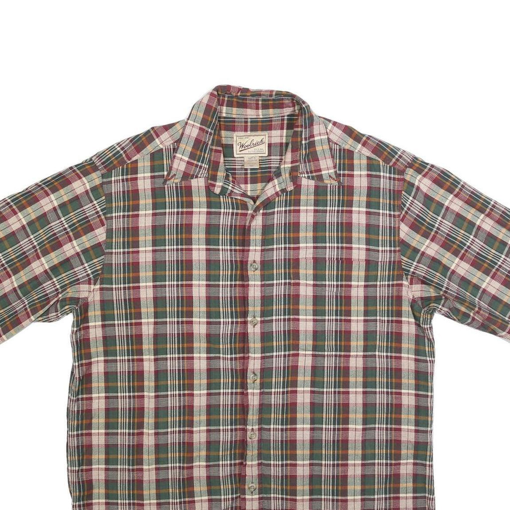 WOOLRICH Mens Green & Red Check Shirt M Cotton Blend Casual Relaxed Fit