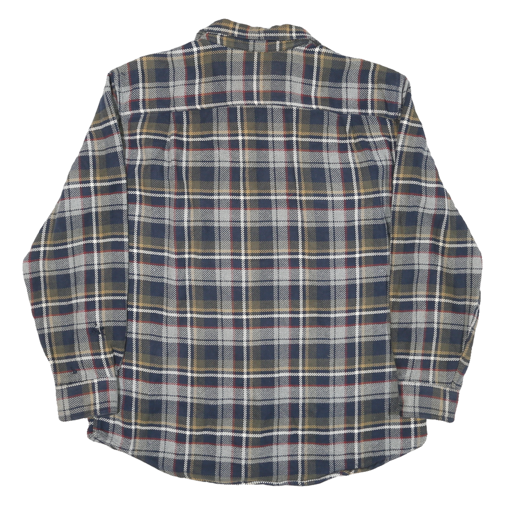 OUTDOORLIFE Mens Blue Beige Plaid Shirt L Cotton Blend Long Sleeve Casual