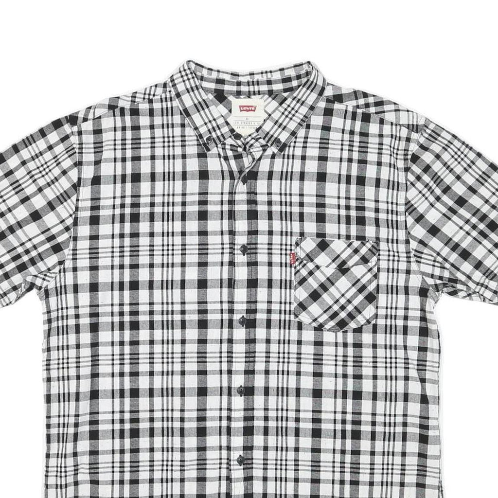 LEVI'S Mens Black & White Check Shirt XL Short Sleeve Button Pocket Casual