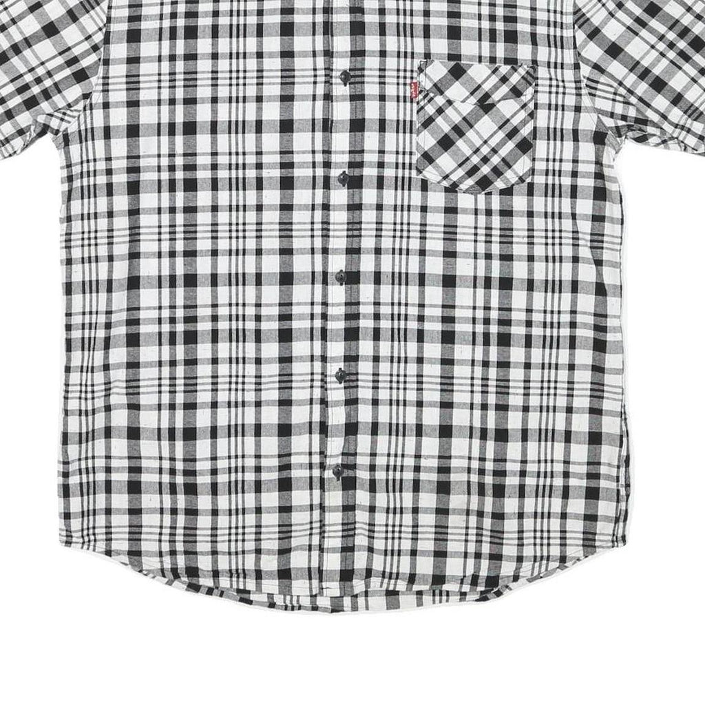 LEVI'S Mens Black & White Check Shirt XL Short Sleeve Button Pocket Casual