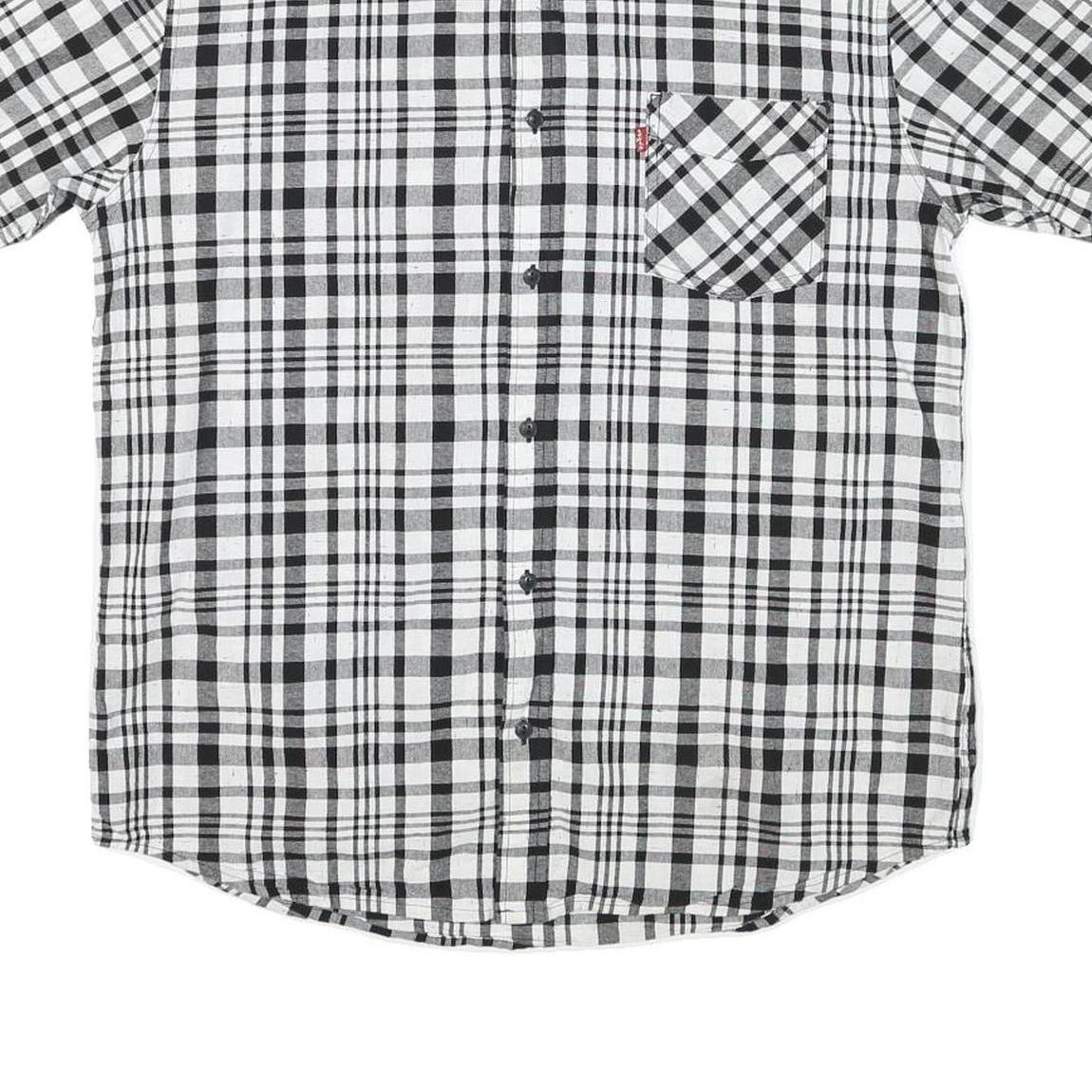 LEVI'S Mens Black & White Check Shirt XL Short Sleeve Button Pocket Casual