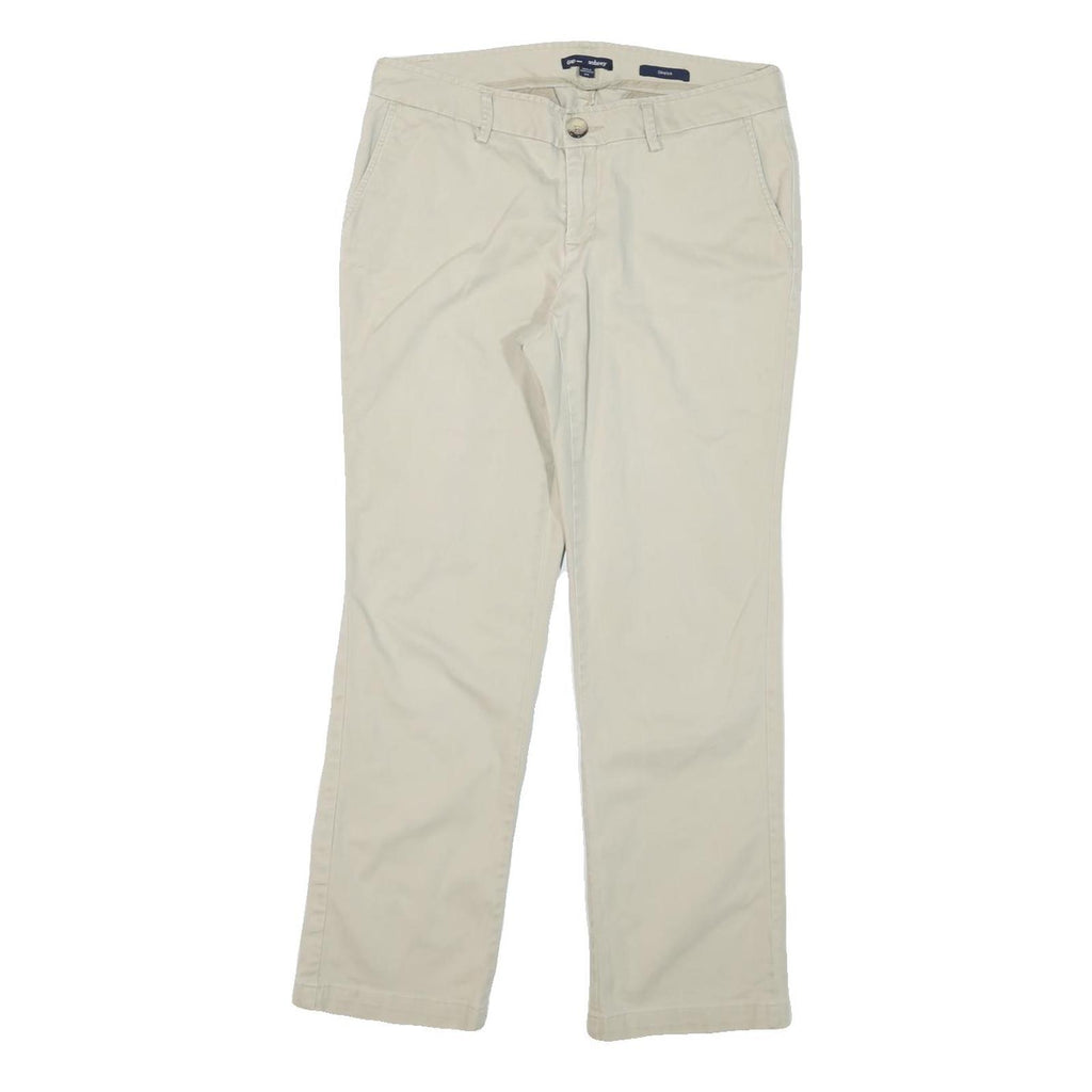 GAP Womens Cotton Blend Beige Regular Straight Trousers W31 L27 Classic Zip