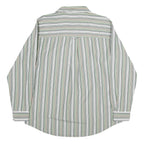 CHAPS Mens Green & White Striped Cotton Shirt L Classic Fit Casual