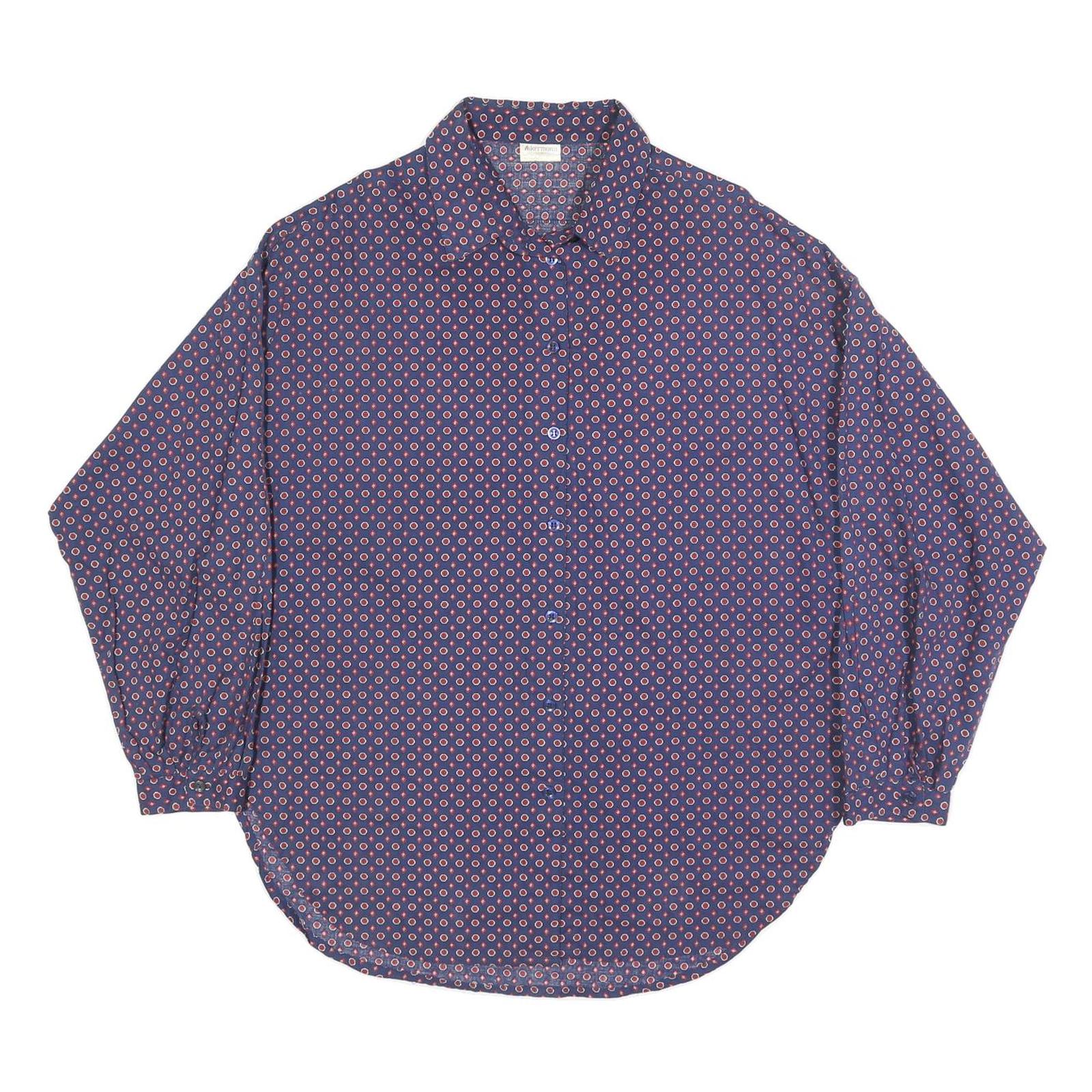 AKERMANN Womens Blue Shirt XL Button Down Cotton Long Sleeve Printed