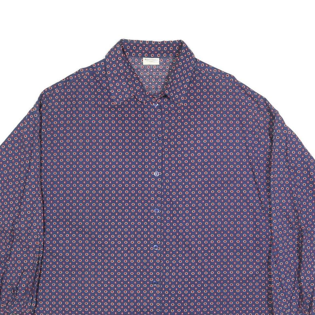 AKERMANN Womens Blue Shirt XL Button Down Cotton Long Sleeve Printed