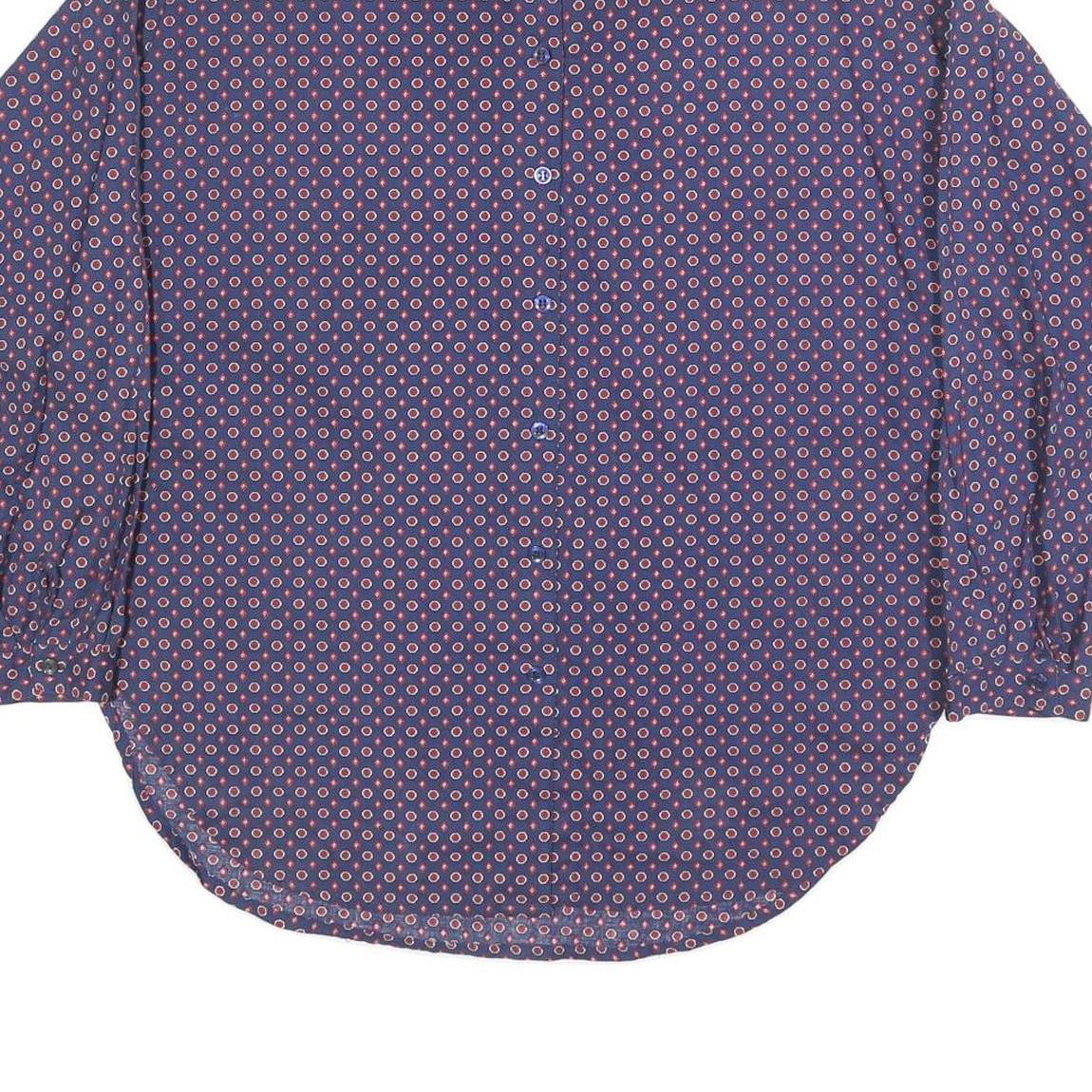 AKERMANN Womens Blue Shirt XL Button Down Cotton Long Sleeve Printed