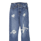 LEVI'S 501 Womens Regular Fit Straight Denim Stone Wash Jeans W24 L30 Distressed