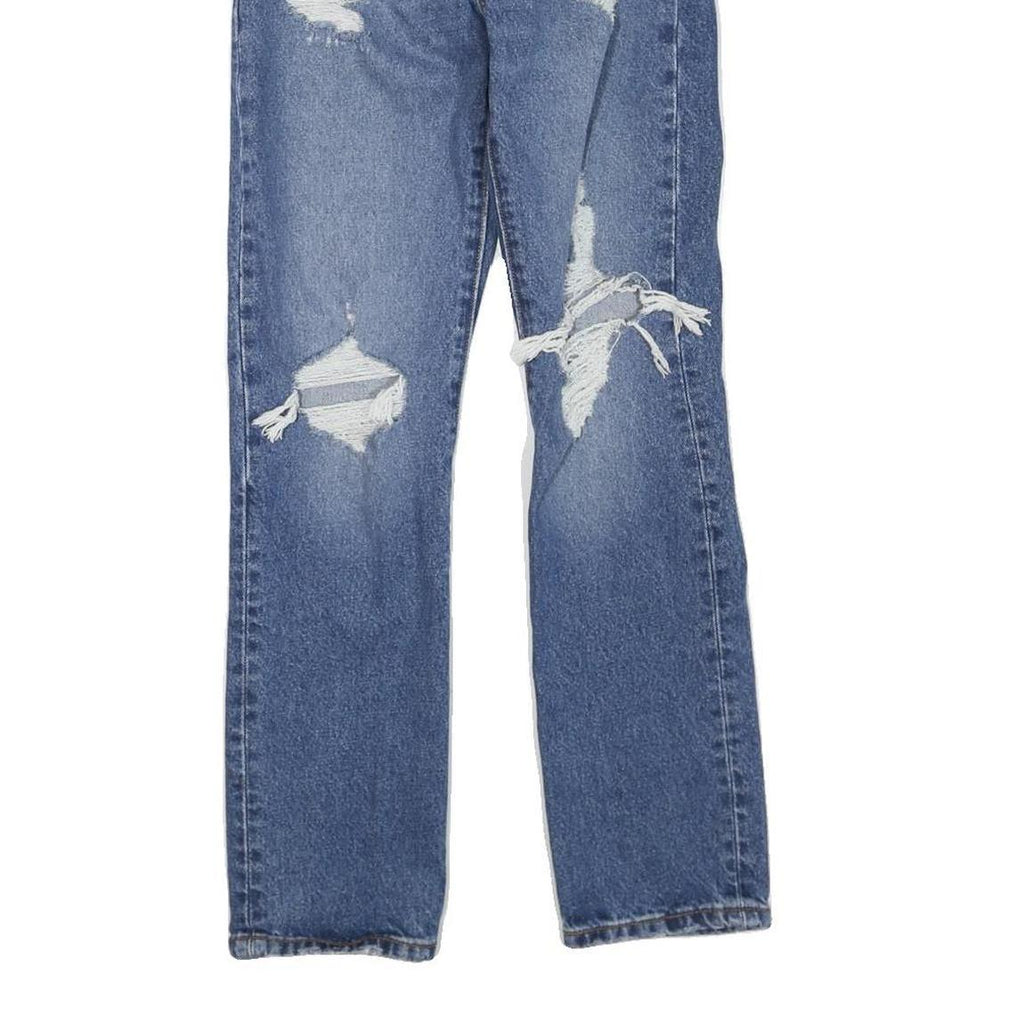 LEVI'S 501 Womens Regular Fit Straight Denim Stone Wash Jeans W24 L30 Distressed