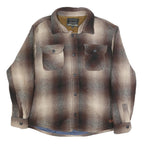JACHS Mens Brown & Beige Coach Jacket L Cotton Blend Plaid Pattern Button