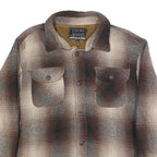 JACHS Mens Brown & Beige Coach Jacket L Cotton Blend Plaid Pattern Button