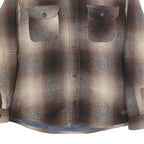 JACHS Mens Brown & Beige Coach Jacket L Cotton Blend Plaid Pattern Button