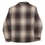 JACHS Mens Brown & Beige Coach Jacket L Cotton Blend Plaid Pattern Button