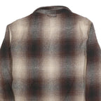 JACHS Mens Brown & Beige Coach Jacket L Cotton Blend Plaid Pattern Button