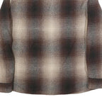 JACHS Mens Brown & Beige Coach Jacket L Cotton Blend Plaid Pattern Button