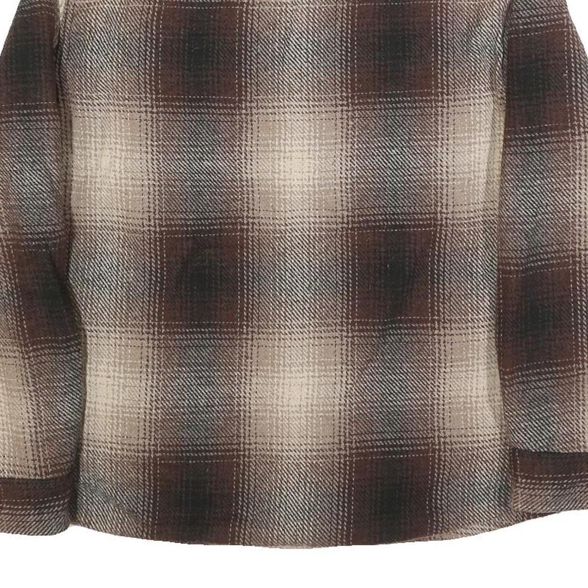 JACHS Mens Brown & Beige Coach Jacket L Cotton Blend Plaid Pattern Button