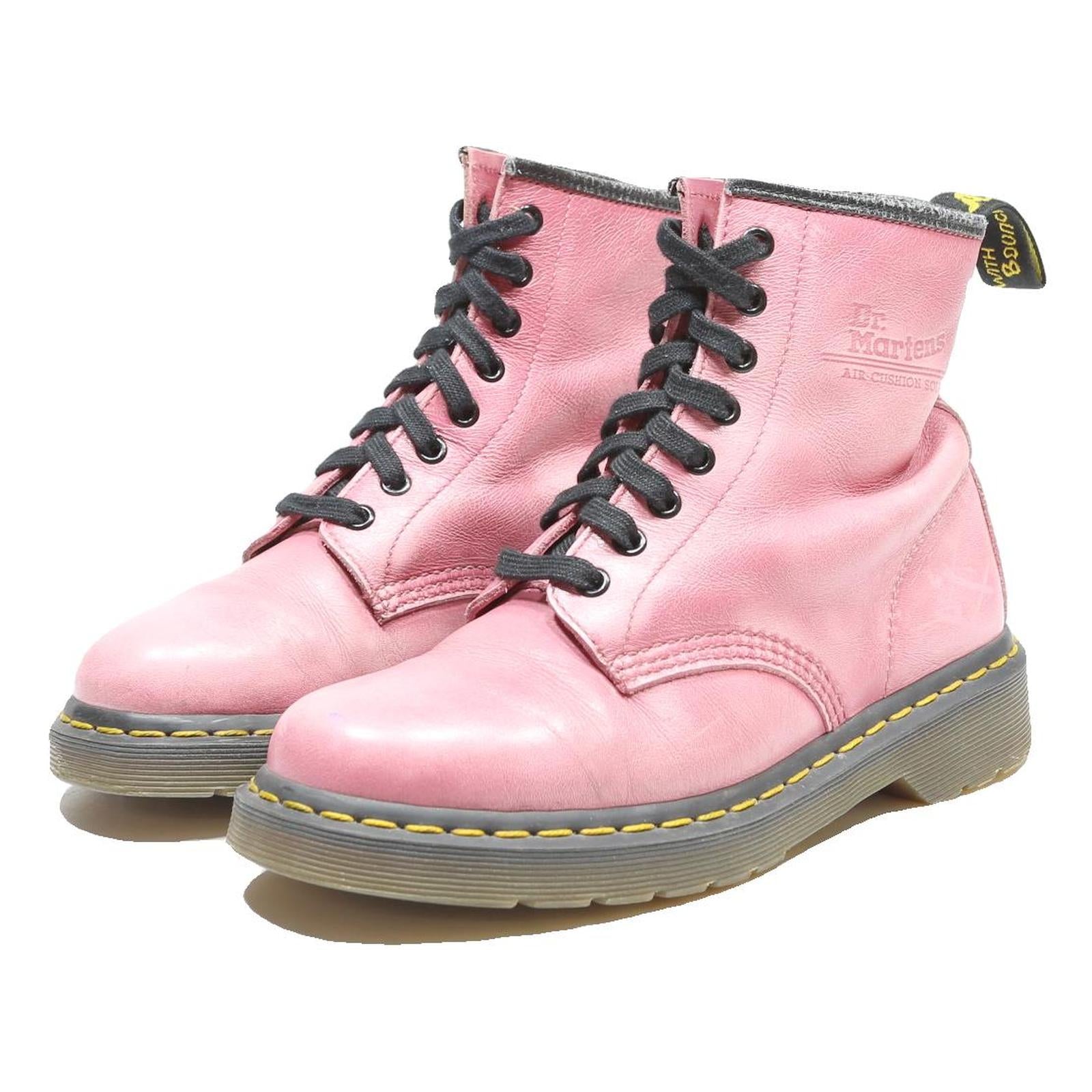 DR MARTENS 1460 Womens Lace-Up Boots Pink Leather UK 8 Sturdy Casual