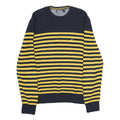 NAUTICA Mens Yellow & Navy Striped Pattern Cotton Blend Jumper Crew Neck Tight