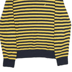 NAUTICA Mens Yellow & Navy Striped Pattern Cotton Blend Jumper Crew Neck Tight