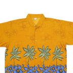 OASIS Mens Yellow & Blue Hawaiian Shirt XL Tropical Floral Palm Pattern