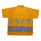 OASIS Mens Yellow & Blue Hawaiian Shirt XL Tropical Floral Palm Pattern