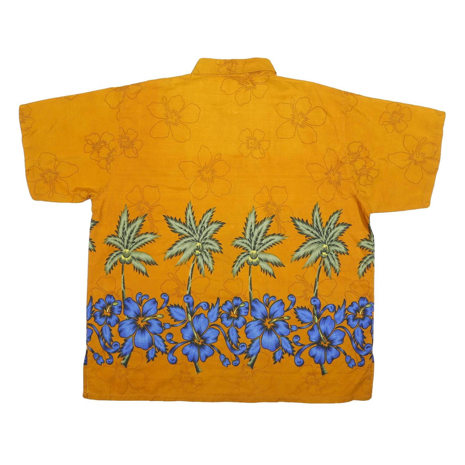OASIS Mens Yellow & Blue Hawaiian Shirt XL Tropical Floral Palm Pattern
