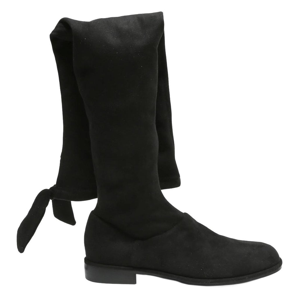 CHARLES & KEITH Womens Black Synthetic Flat Ankle Boots UK 2 Stylish Comfortable