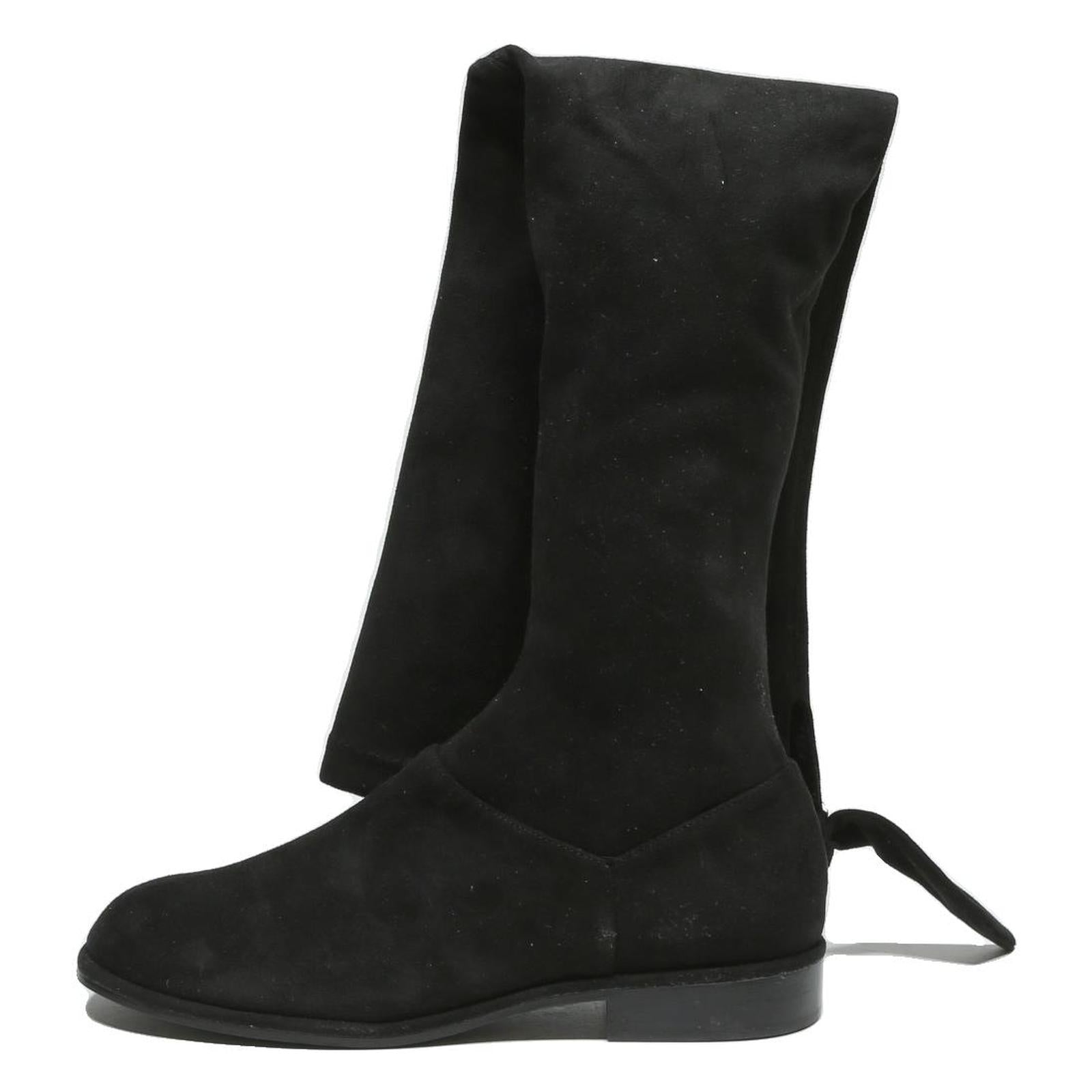 CHARLES & KEITH Womens Black Synthetic Flat Ankle Boots UK 2 Stylish Comfortable