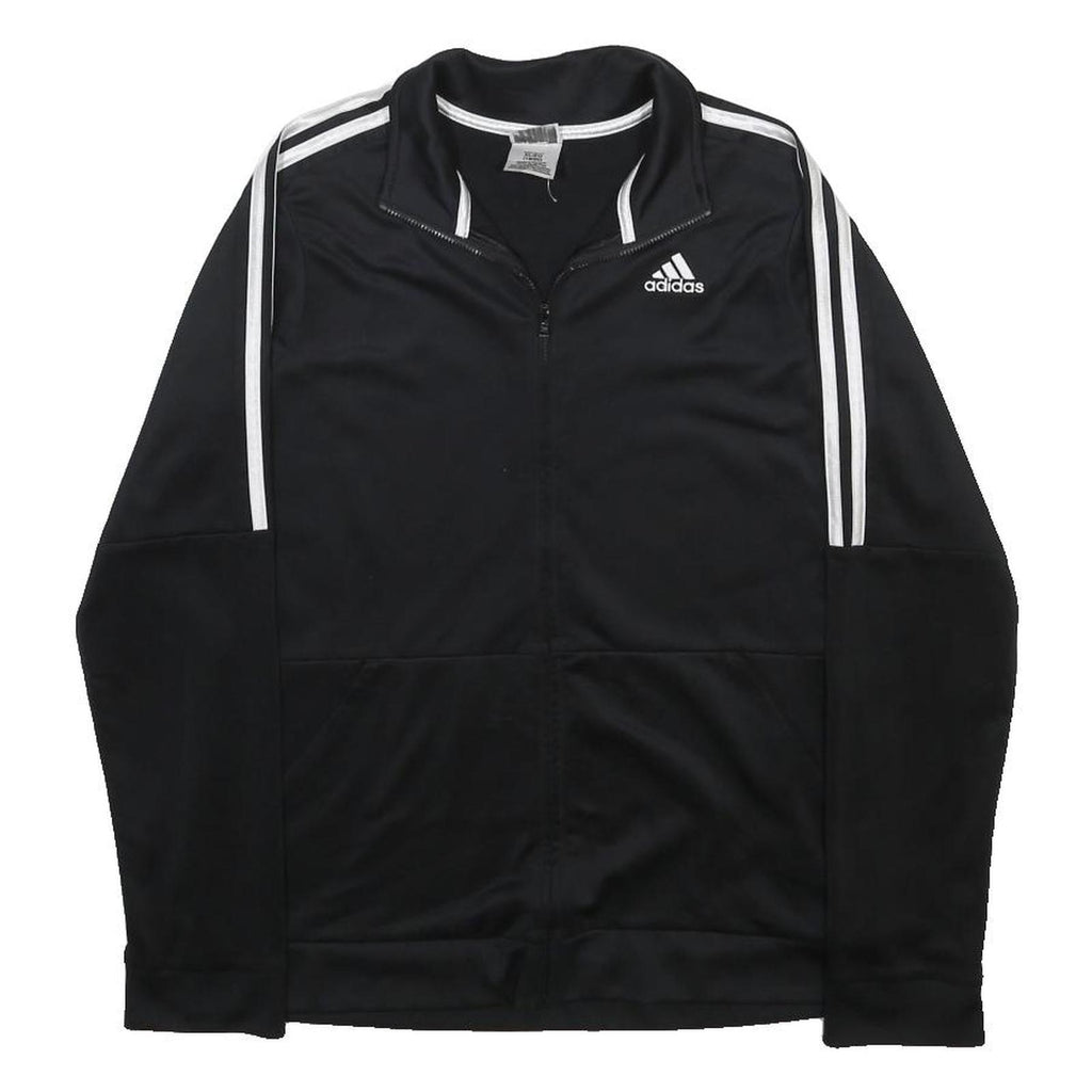 ADIDAS Boys Black Track Jacket XL Polyester Zip Sports Casual Athletic