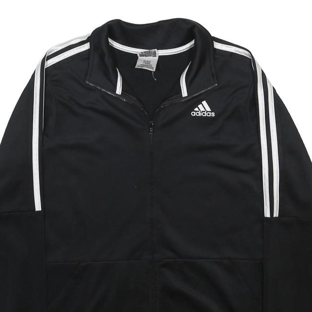 ADIDAS Boys Black Track Jacket XL Polyester Zip Sports Casual Athletic
