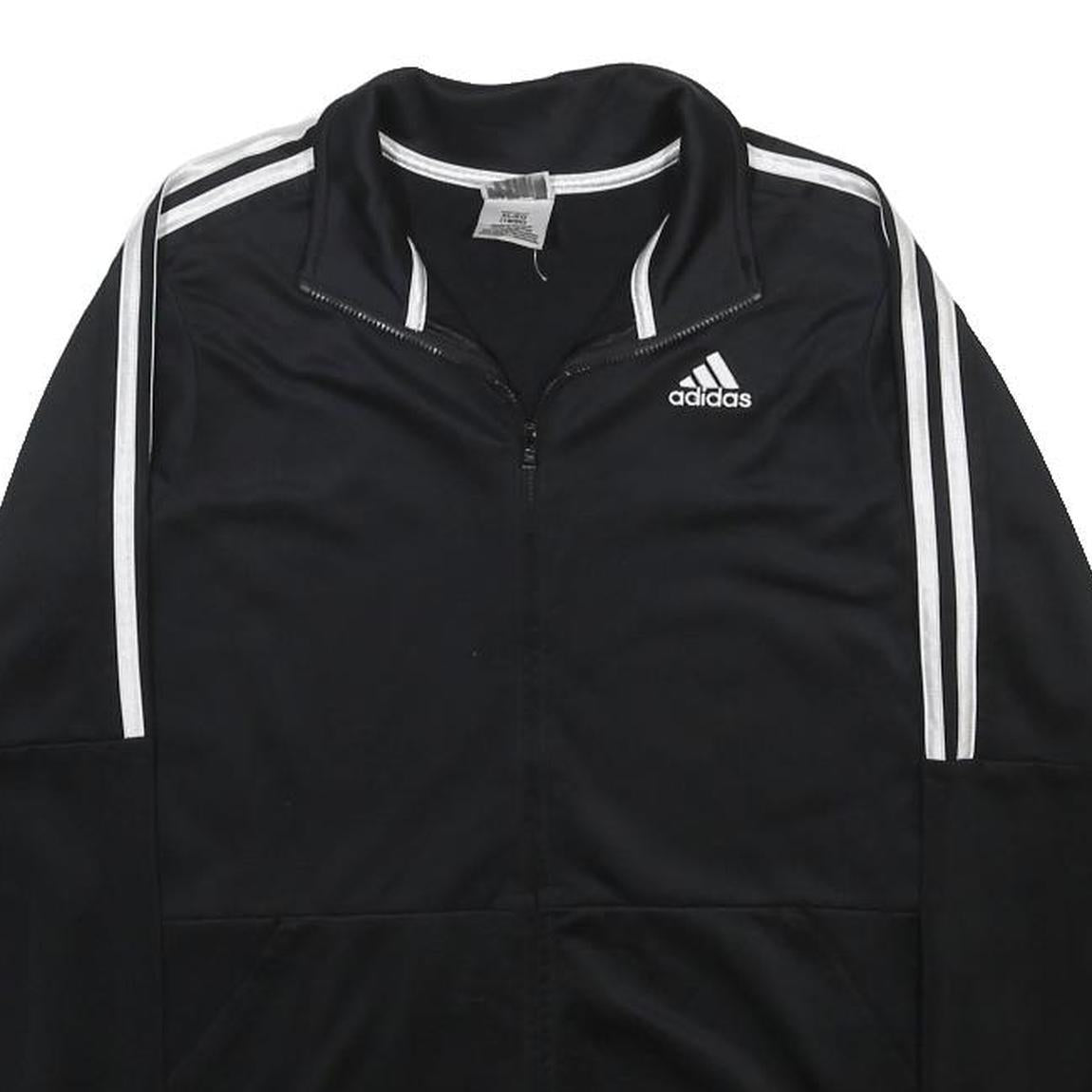 ADIDAS Boys Black Track Jacket XL Polyester Zip Sports Casual Athletic