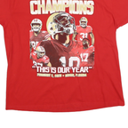 Womens Red Graphic Champions Print T-Shirt L Short Sleeve Crew Neck Cotton Blend