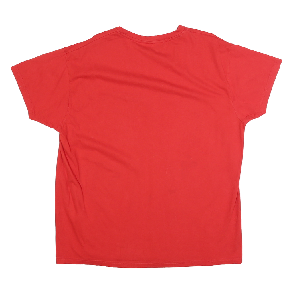 Womens Red Graphic Champions Print T-Shirt L Short Sleeve Crew Neck Cotton Blend