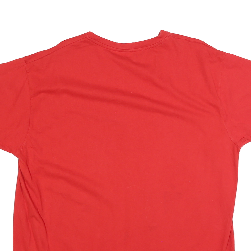 Womens Red Graphic Champions Print T-Shirt L Short Sleeve Crew Neck Cotton Blend