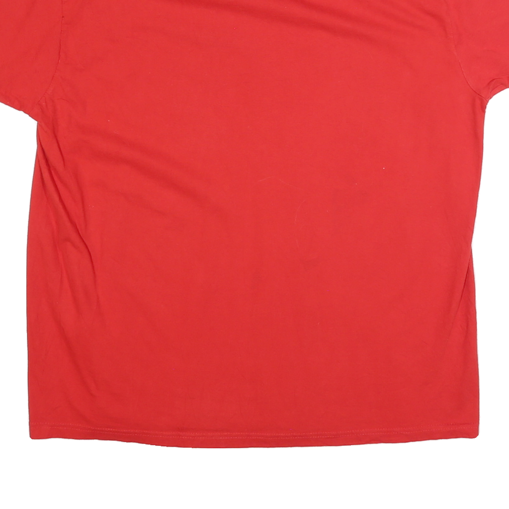 Womens Red Graphic Champions Print T-Shirt L Short Sleeve Crew Neck Cotton Blend