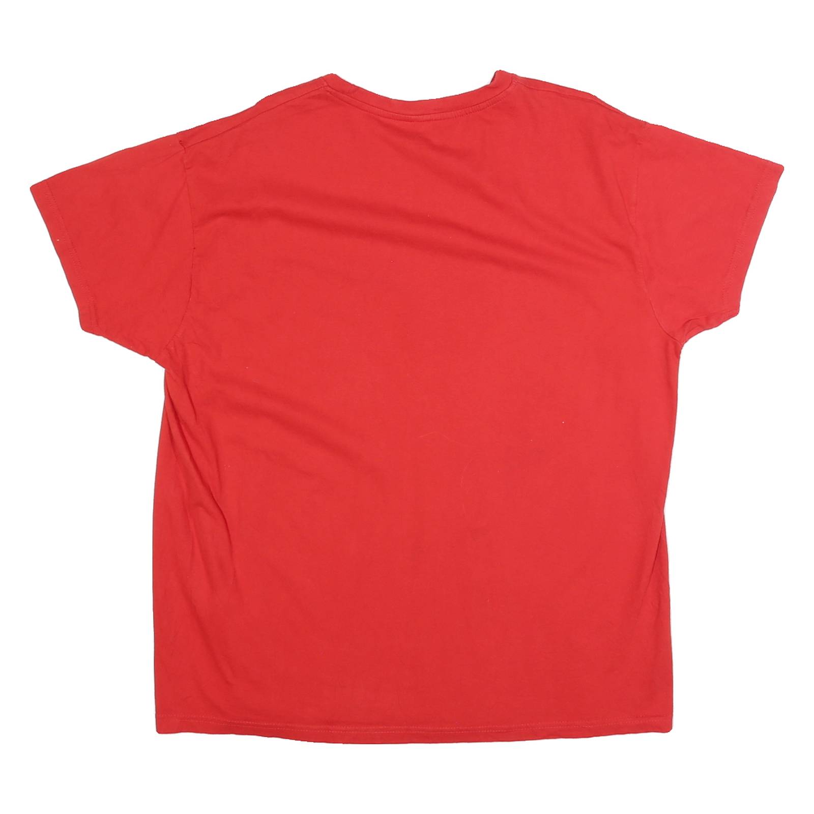 Womens Red Graphic Champions Print T-Shirt L Short Sleeve Crew Neck Cotton Blend