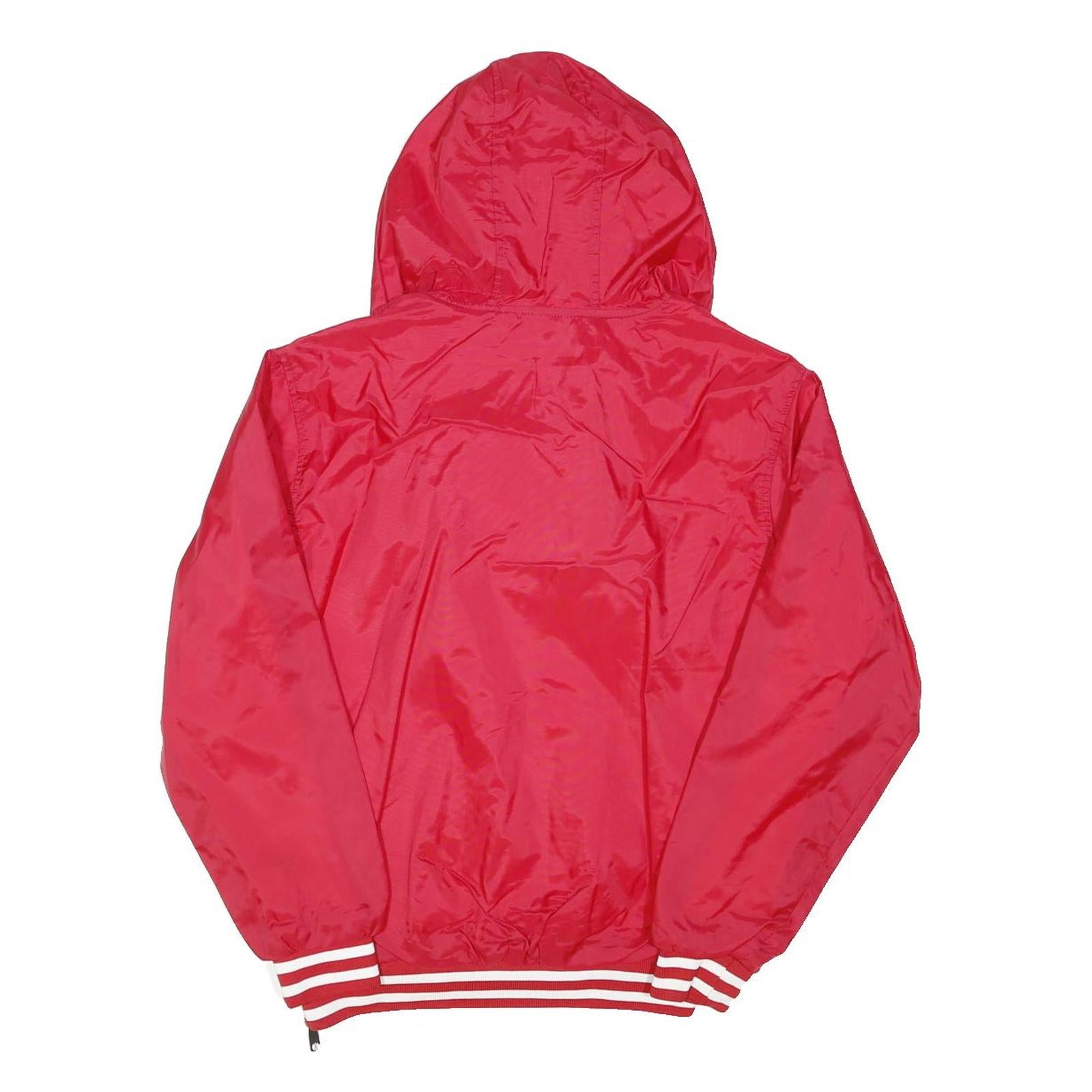 HOLLOWAY Mens Red Nylon Hooded Zip Jacket M Athletic Plain Sports Crew