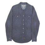 WRANGLER Mens Blue Stripe Button Shirt Retro M Cotton Casual Western Style