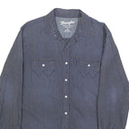 WRANGLER Mens Blue Stripe Button Shirt Retro M Cotton Casual Western Style
