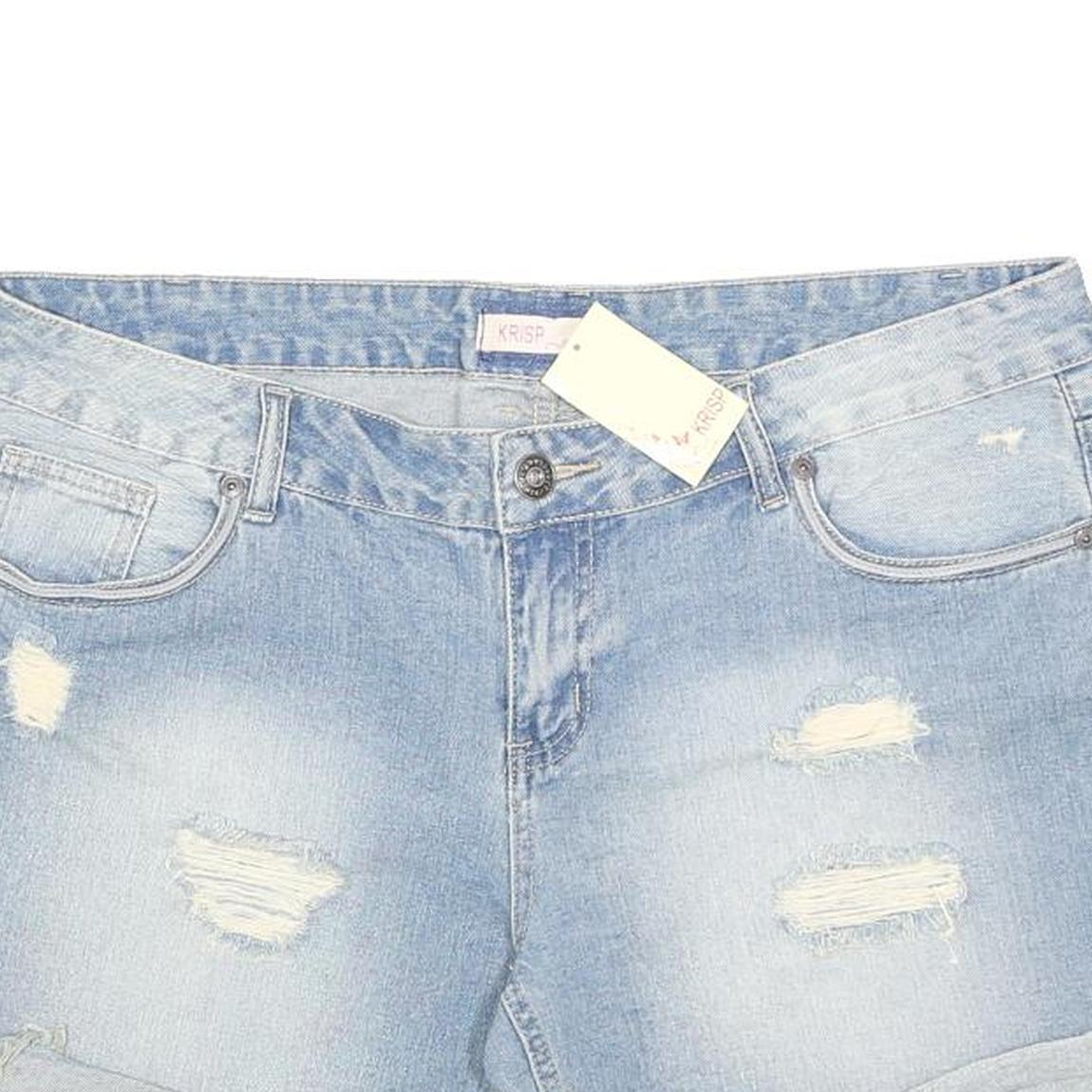 KRISP Womens Denim Blue Distressed Shorts 2XL W38 Casual Summer Wear