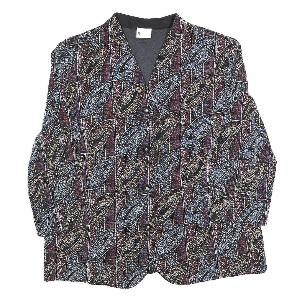 HERMANN LANGE Womens Printed Button Jacket L Polyester Blend Leaf Pattern