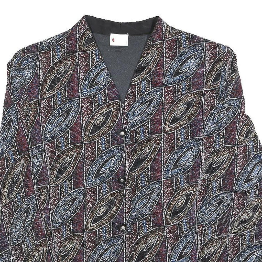 HERMANN LANGE Womens Printed Button Jacket L Polyester Blend Leaf Pattern