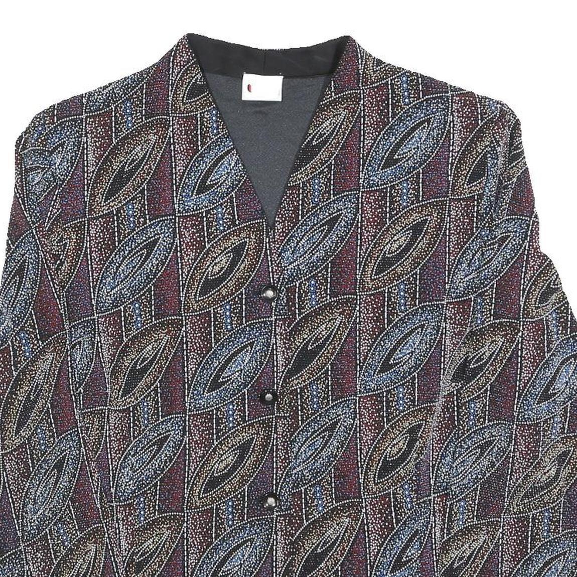 HERMANN LANGE Womens Printed Button Jacket L Polyester Blend Leaf Pattern