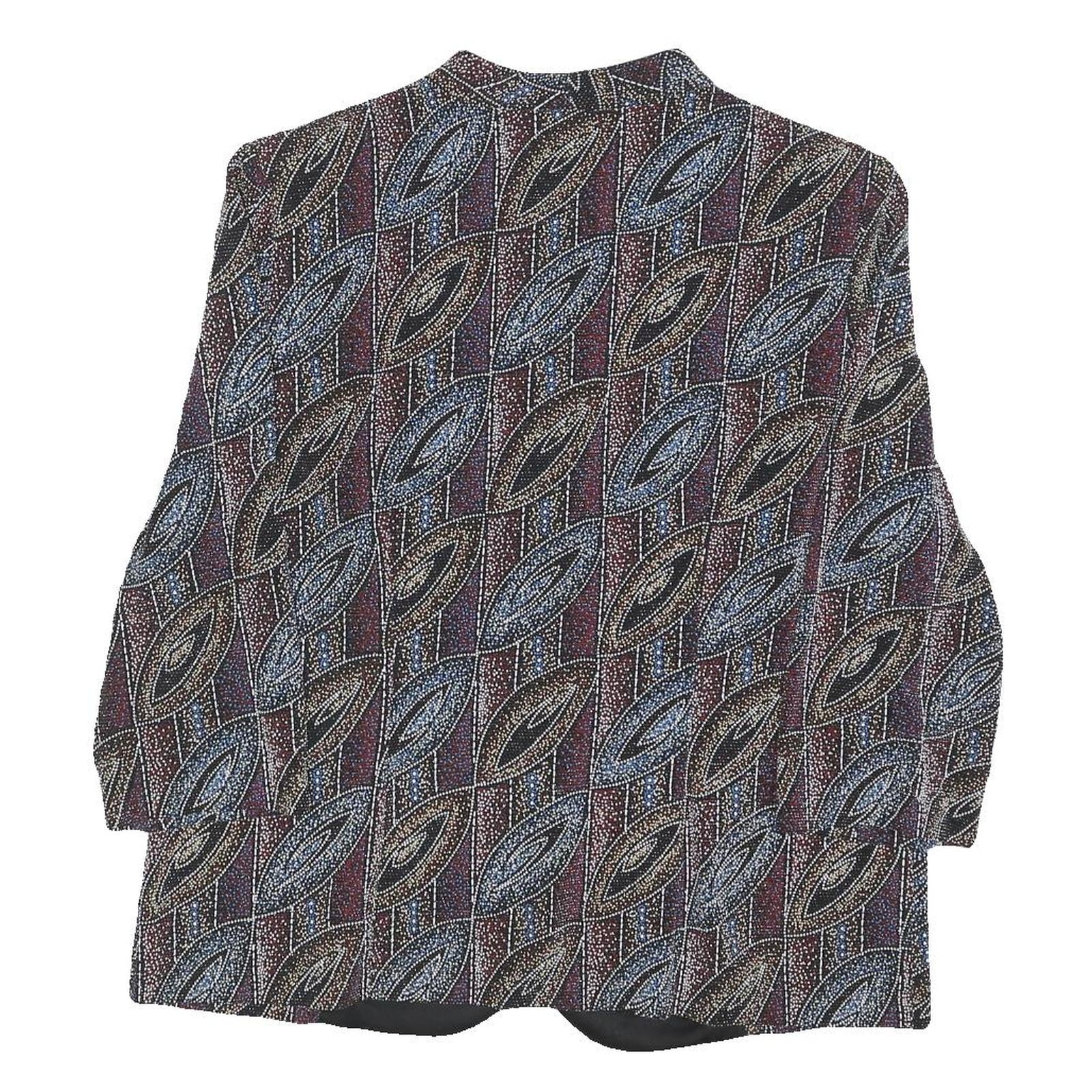 HERMANN LANGE Womens Printed Button Jacket L Polyester Blend Leaf Pattern